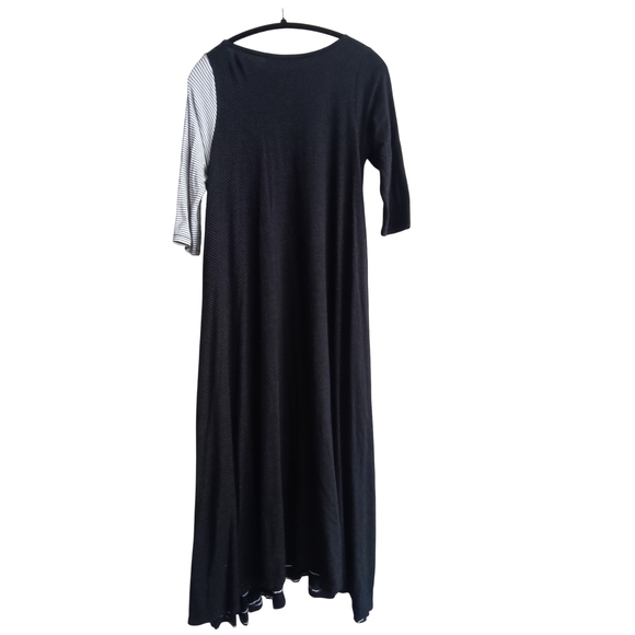 Alembika Black and White Striped Polka Dot Maxi Dress Cotton Viscose Size 8 - Picture 2 of 12